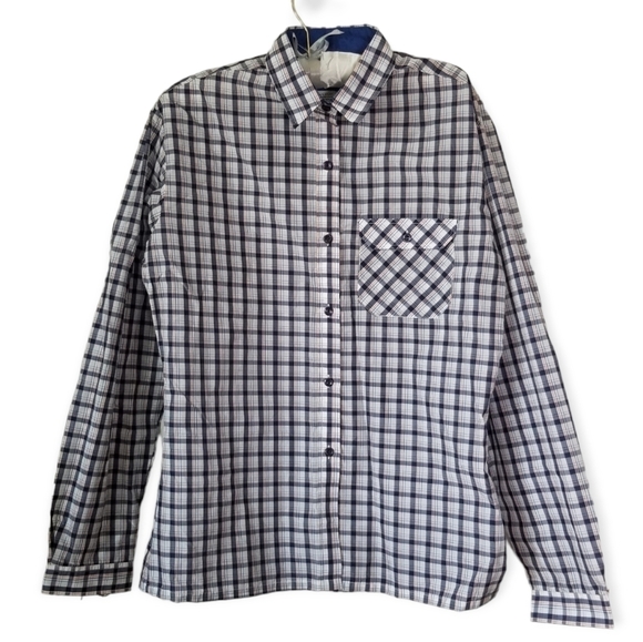 Vintage 80s Plaid Obermeyer Shirt Gorpcore Weather Resistant Shirt Large - Picture 2 of 9